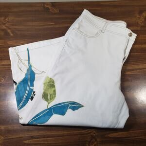 Chico's Tropical Wide Leg Cropped Trouser Jeans 18